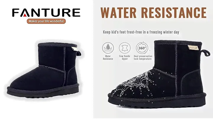 Kids Snow Boots Boys Girls Winter Boots Cow Suede Warm Faux Fur Lined Durable Shoes