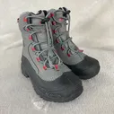 Columbia Bugaboot Boys Kids Snow Boots Size 1 Gray Red Waterproof Leather NEW
