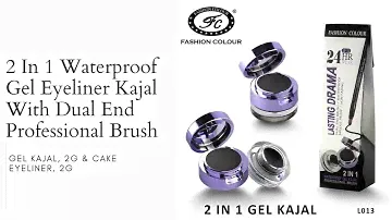 2 In 1 Waterproof Gel Eyeliner Kajal With Dual End Professional Brush