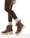 Sorel Torino V WP waterproof fleece lined faux fur leather snow boots in velvet tan and tobacco